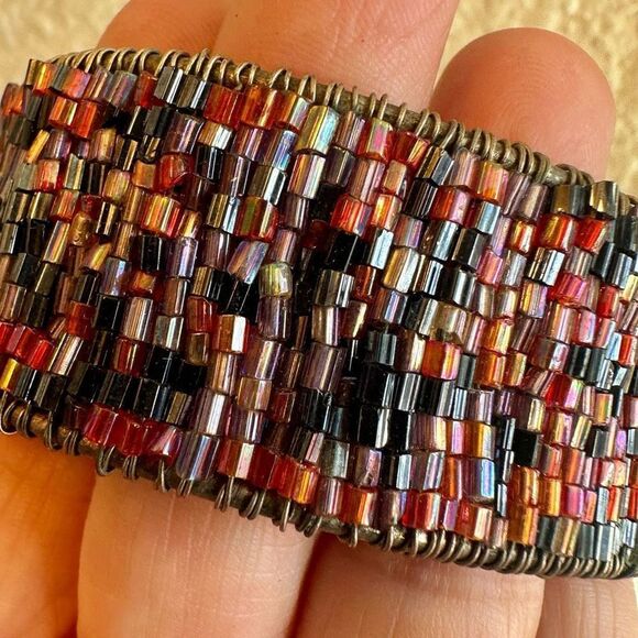 Colorful beaded adjustable cuff bracelet - Picture 7 of 10